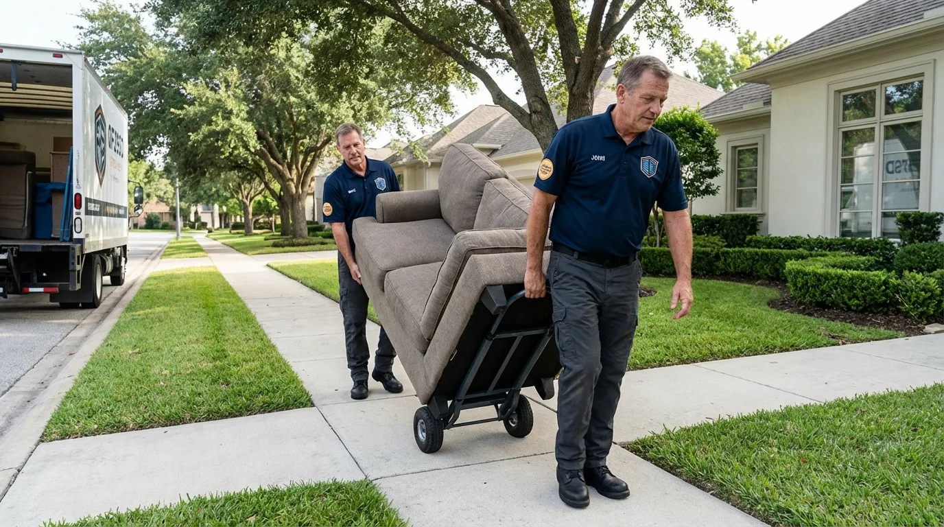 Local residential moving crew loading furniture in Island Heights, NJ