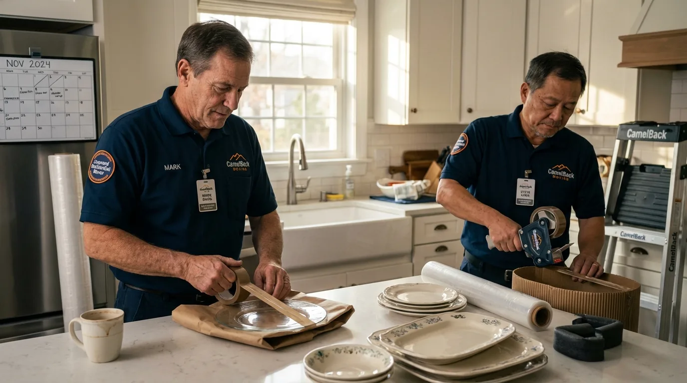 Professional crew packing kitchen dishware in Island Heights, NJ