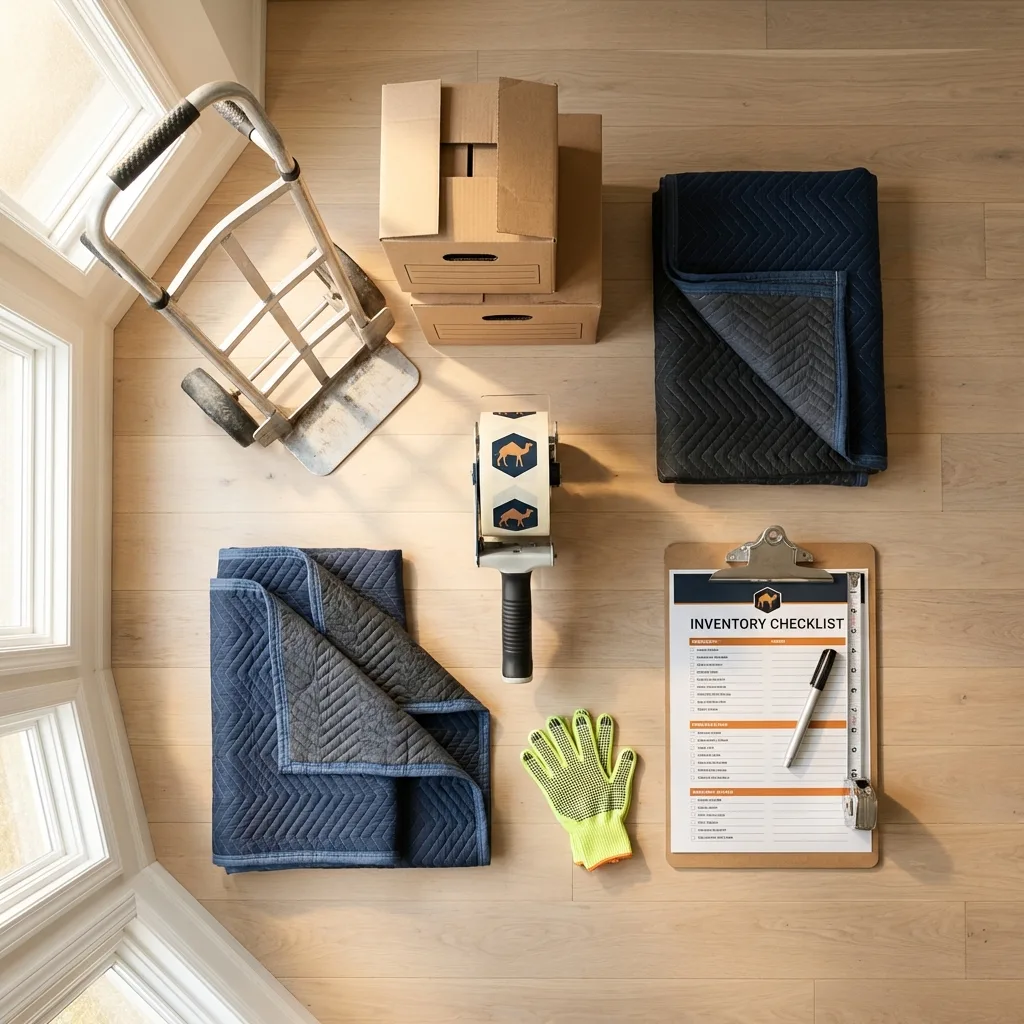 Professional moving supplies and packing materials layout for Island Heights residential relocations